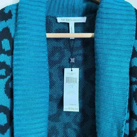 BCBGeneration Leopard-Print Long Cardigan - Picture 6 of 12